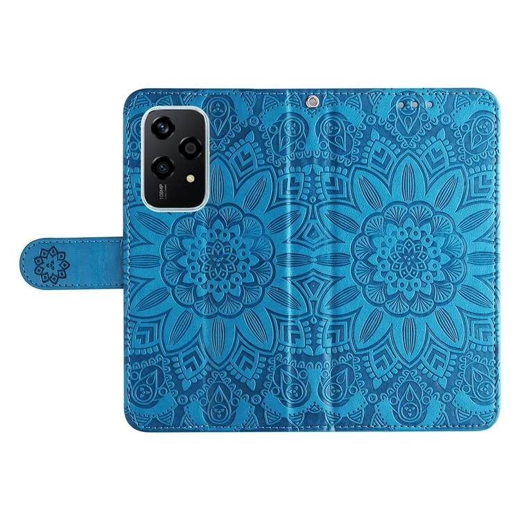 For Honor 200 Lite Case Imprinted Sunflower Magnetic Phone Stand Cover - Blu