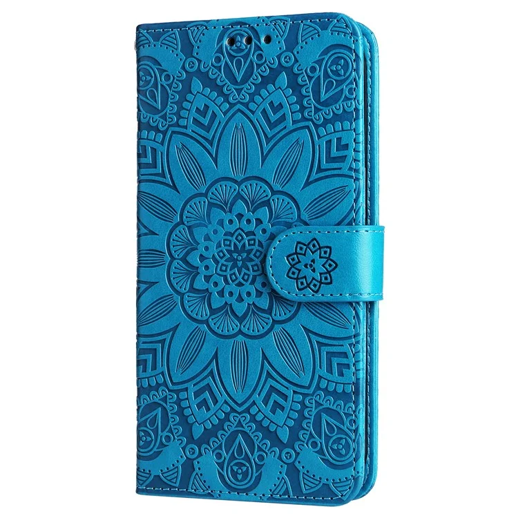 For Honor 200 Lite Case Imprinted Sunflower Magnetic Phone Stand Cover - Blu
