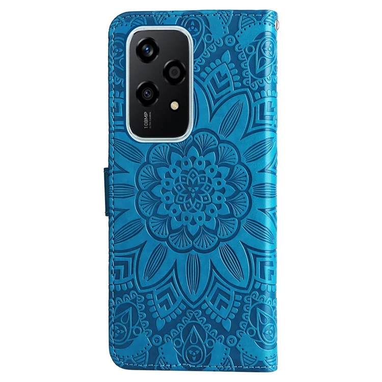 For Honor 200 Lite Case Imprinted Sunflower Magnetic Phone Stand Cover - Blu