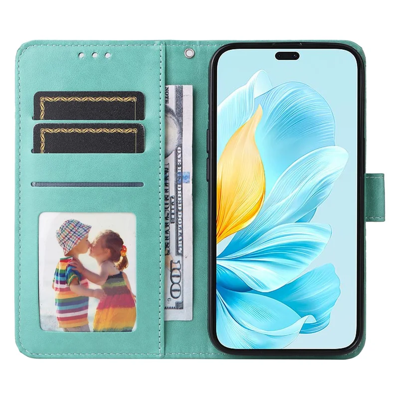 For Honor 200 Lite Case Imprinted Sunflower Magnetic Phone Stand Cover - Green