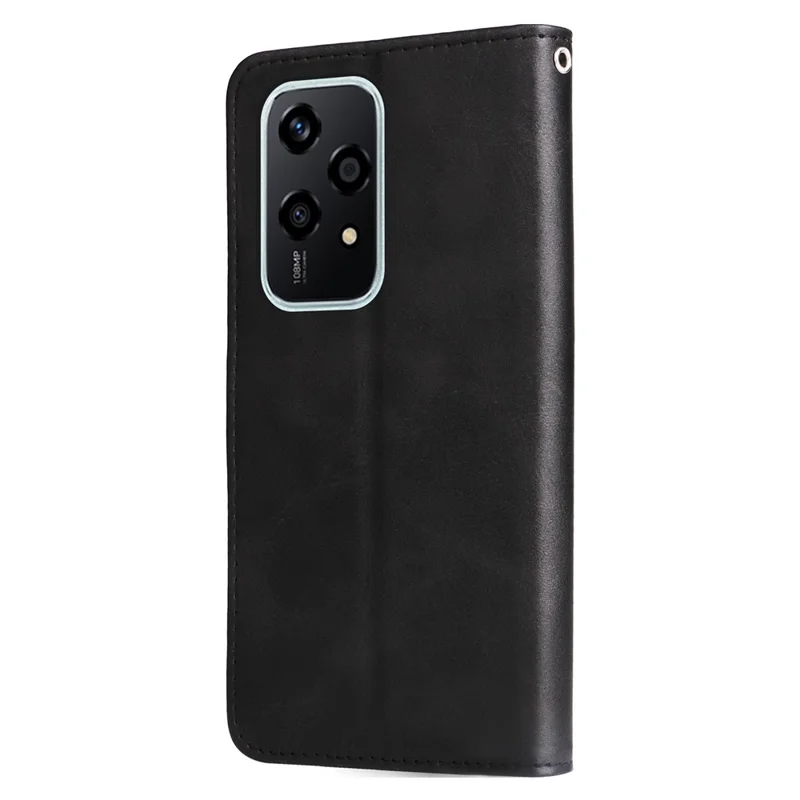 For Honor 200 Lite Case PU Leather Card Slots Zipper Pocket Phone Cover - Black