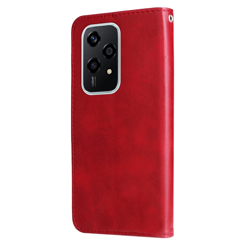 For Honor 200 Lite Case PU Leather Card Slots Zipper Pocket Phone Cover - Red