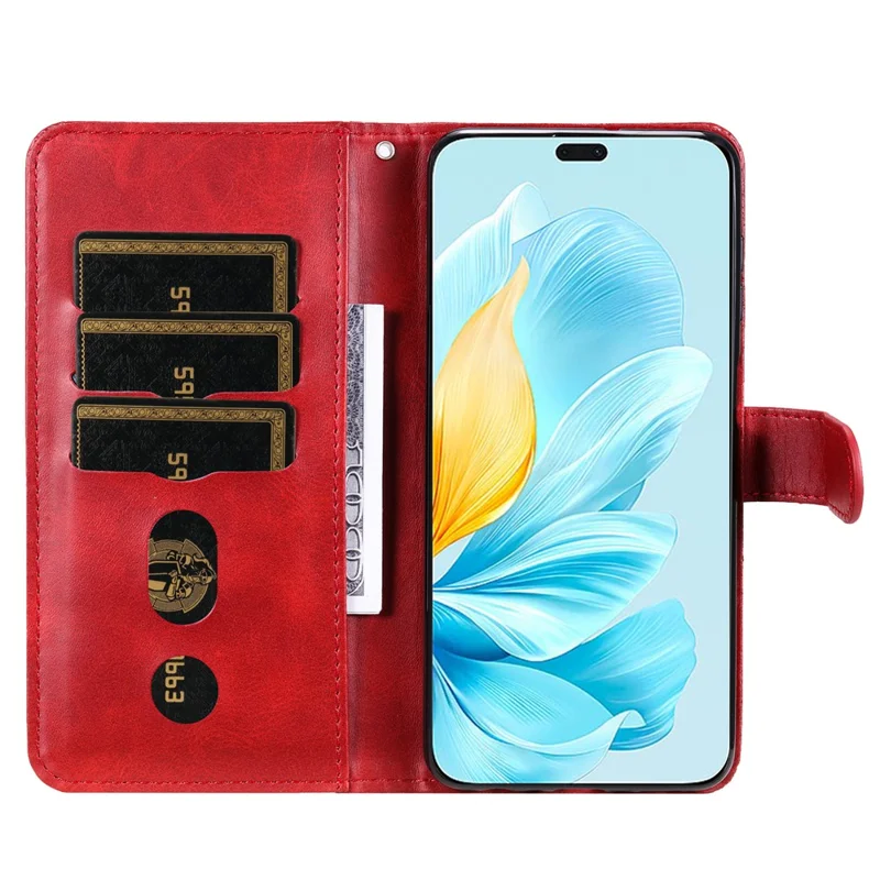 For Honor 200 Lite Case PU Leather Card Slots Zipper Pocket Phone Cover - Red