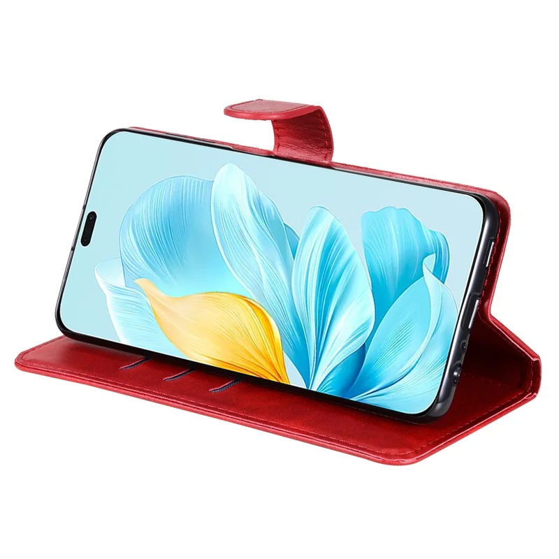 For Honor 200 Lite Case PU Leather Card Slots Zipper Pocket Phone Cover - Red