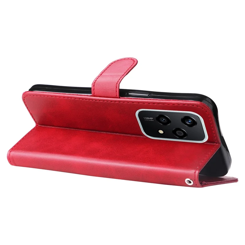 For Honor 200 Lite Case PU Leather Card Slots Zipper Pocket Phone Cover - Red