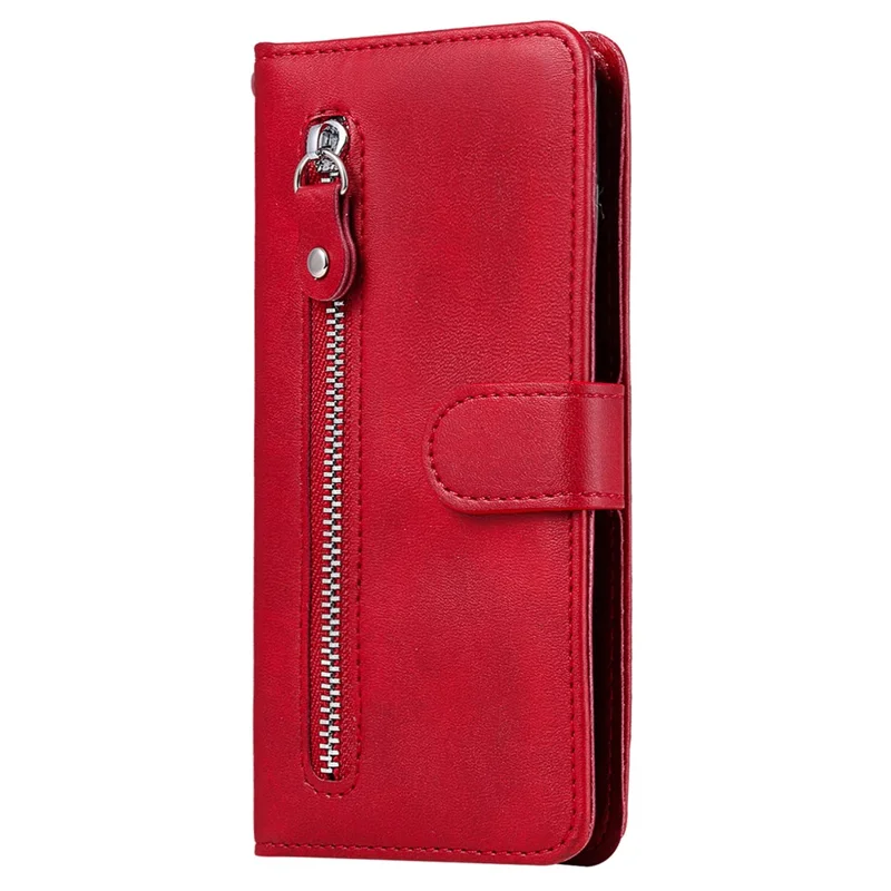 For Honor 200 Lite Case PU Leather Card Slots Zipper Pocket Phone Cover - Red