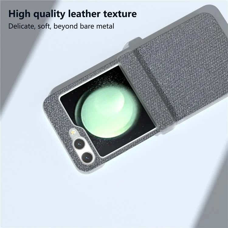 Pour Samsung Galaxy Z Flip6 5G Étui Texture Rhinestone Cuir+PC Coque Téléphone Protectrice - Gris