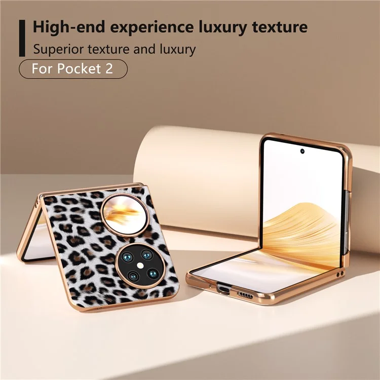 For Huawei Pocket 2 Case Leopard Pattern Leather+PC Ultra Thin Protective Phone Cover - Silver