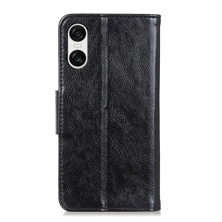 Для Sony Xperia 10 VI Case Split Leather Wallet Stand Nappa Texture Shockproof Phone Cover - Черный