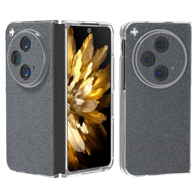Für Oppo Find N3 5G / OnePlus Open Handyhülle mit matter Kante, Diamantstruktur-PU+PC-Gehäuse - Grau