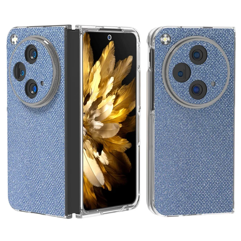 For Oppo Find N3 5G / OnePlus Open Phone Cover Matte Edge Diamond Textured PU+PC Case - Blue