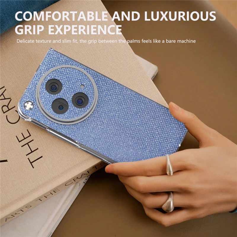 For Oppo Find N3 5G / OnePlus Open Phone Cover Matte Edge Diamond Textured PU+PC Case - Blue