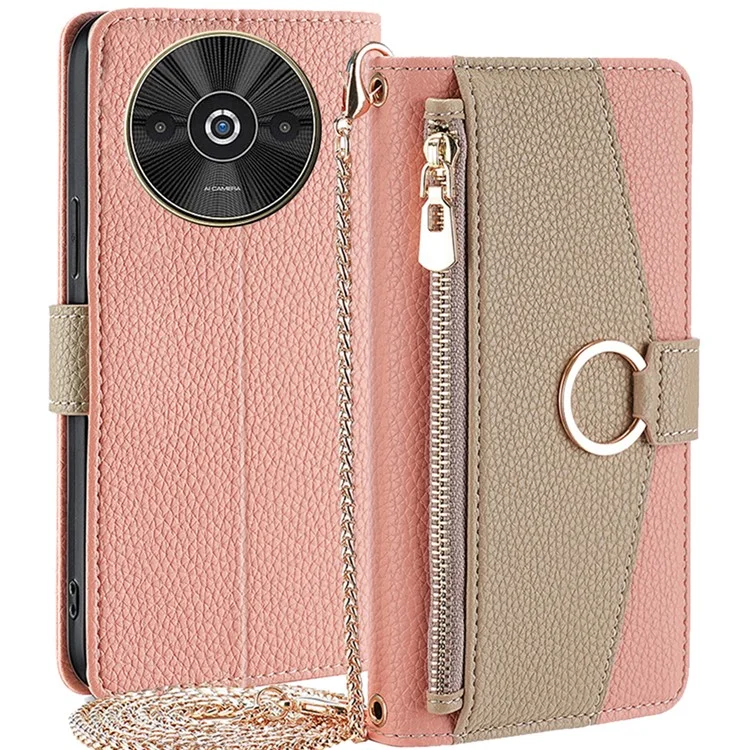 Para Xiaomi Redmi A3 / Poco C61 4G Case Card Slots Stand Leather Mobile Phone Cover with Mirror - Pink