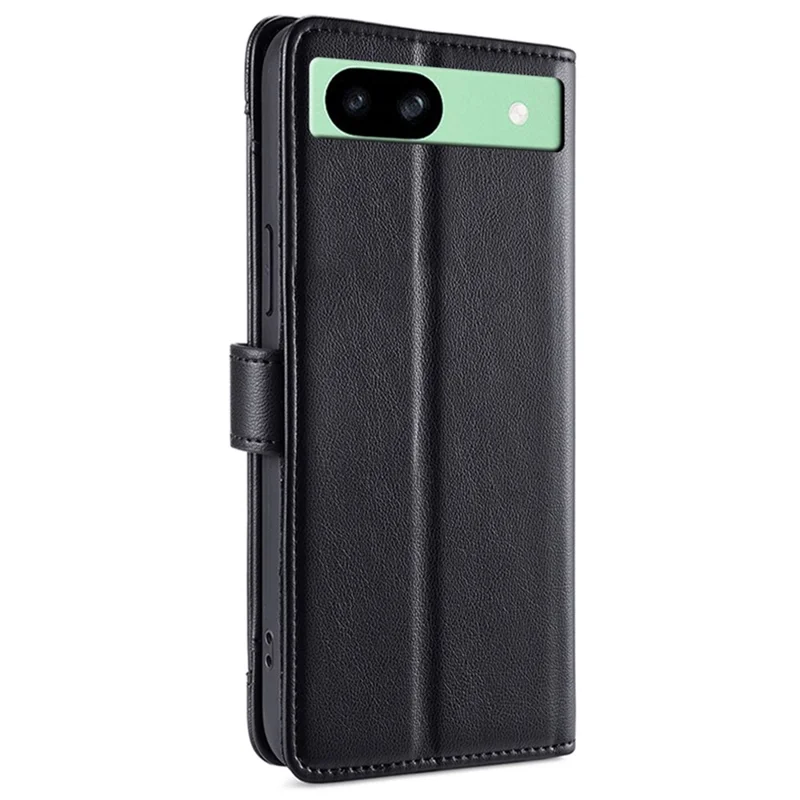 For Google Pixel 8a Phone Case PU Leather Protective Cover with Zipper Wallet - Black