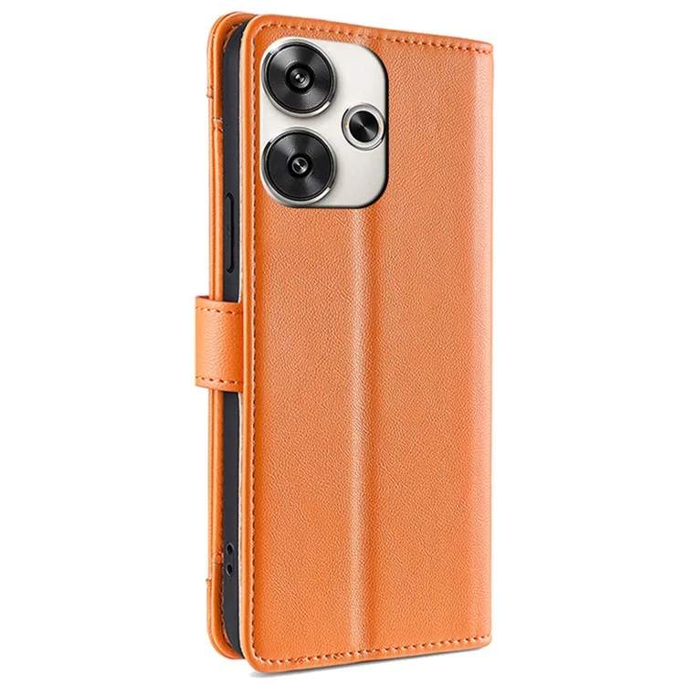 Para Xiaomi Redmi Turbo 3 5G / Poco F6 5G Capa Case Couro PU Zíper Flip Phone com 6 Slots de Cartão - Laranja