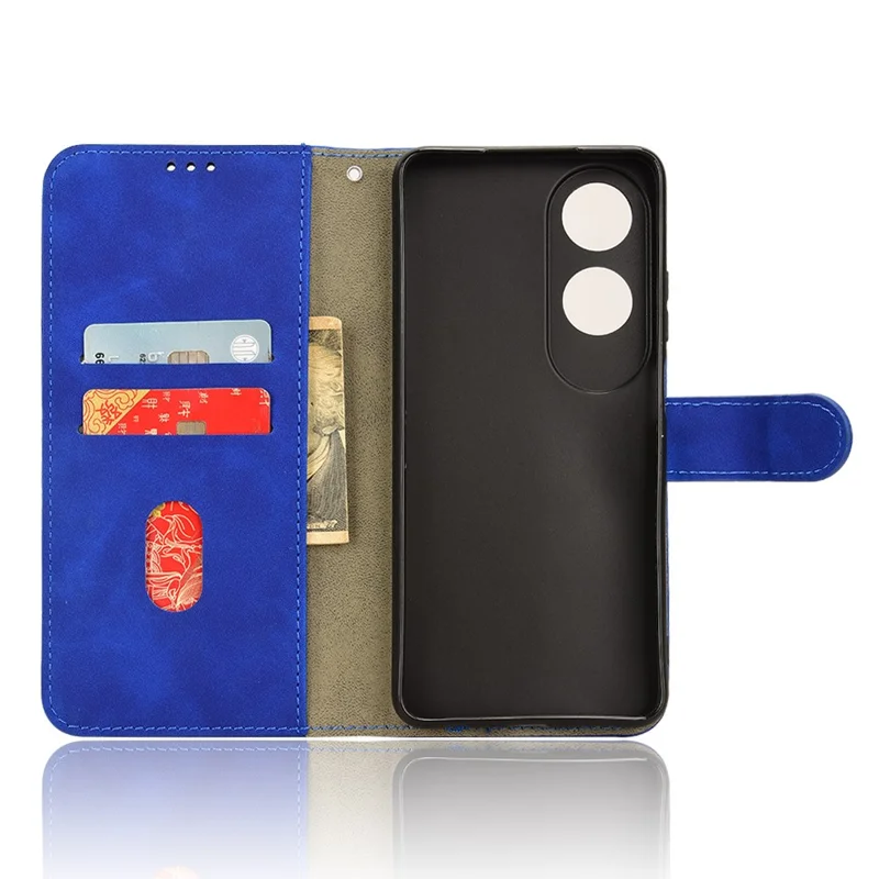 For Oppo A60 4G Case Skin-Touch Feeling PU Leather+TPU Phone Cover with Wallet - Blue