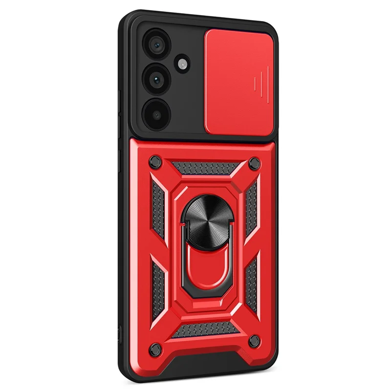 For Samsung Galaxy M55 5G / C55 5G / F55 5G Case Kickstand PC+TPU Phone Shell with Slide Camera Protective Cover - Red