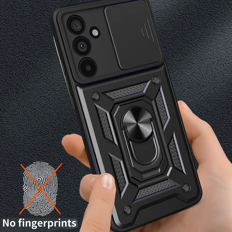 For Samsung Galaxy M55 5G / C55 5G / F55 5G Case Kickstand PC+TPU Phone Shell with Slide Camera Protective Cover - Red