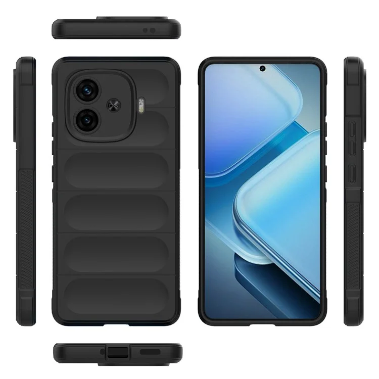 For vivo iQOO Z9 Turbo 5G Case Anti Scratch Soft TPU Rugged Back Phone Cover - Black