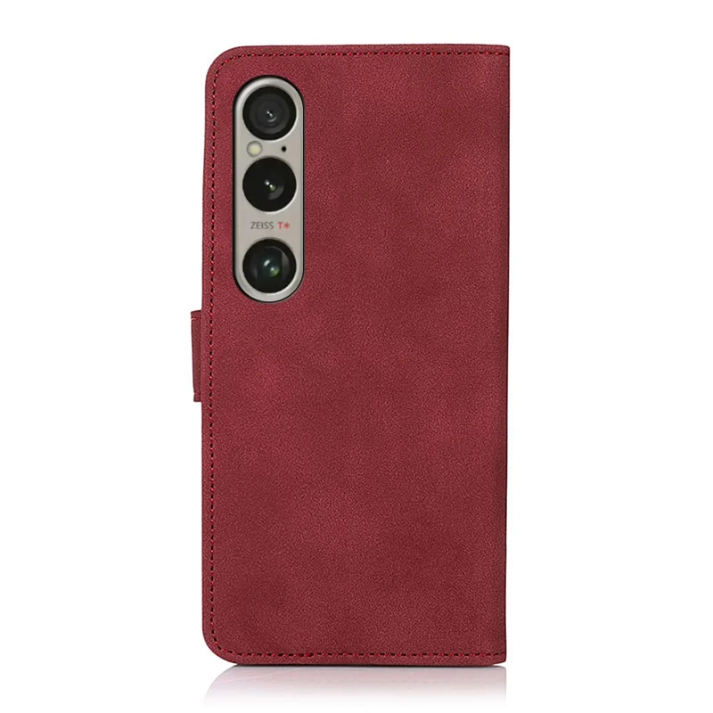 KHAZNEH For Sony Xperia 1 VI Case Protective PU Leather Magnetic Flip Wallet Phone Cover - Red
