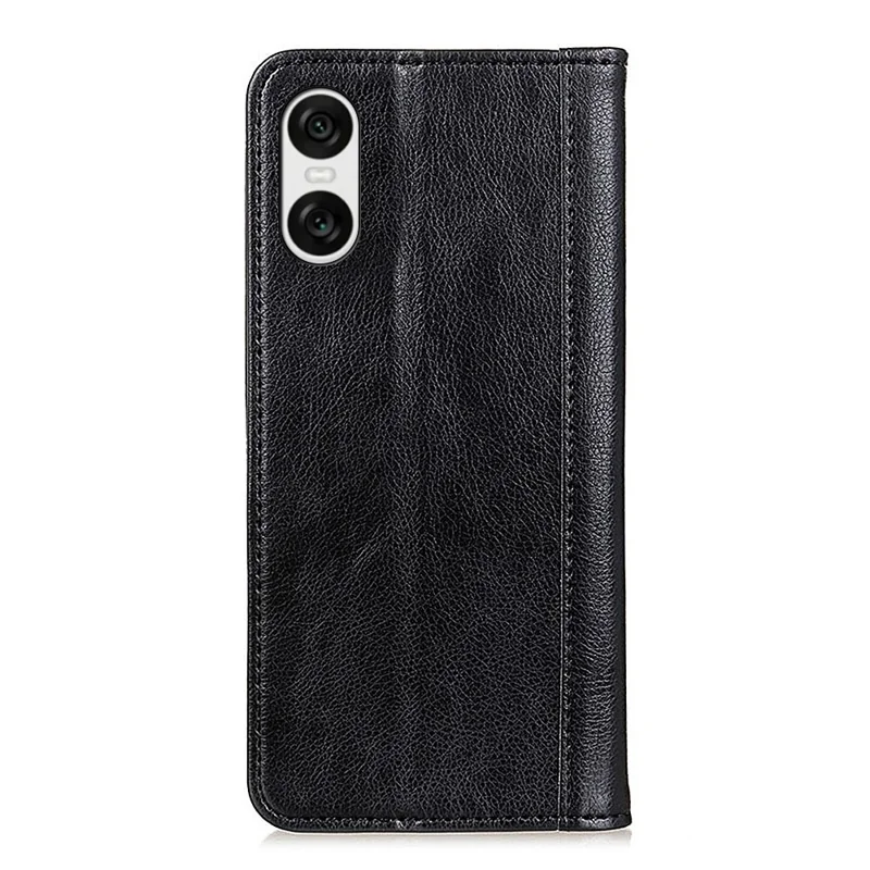 For Sony Xperia 10 VI Case Litchi Texture Split Leather Stand Phone Cases Wholesale - Black