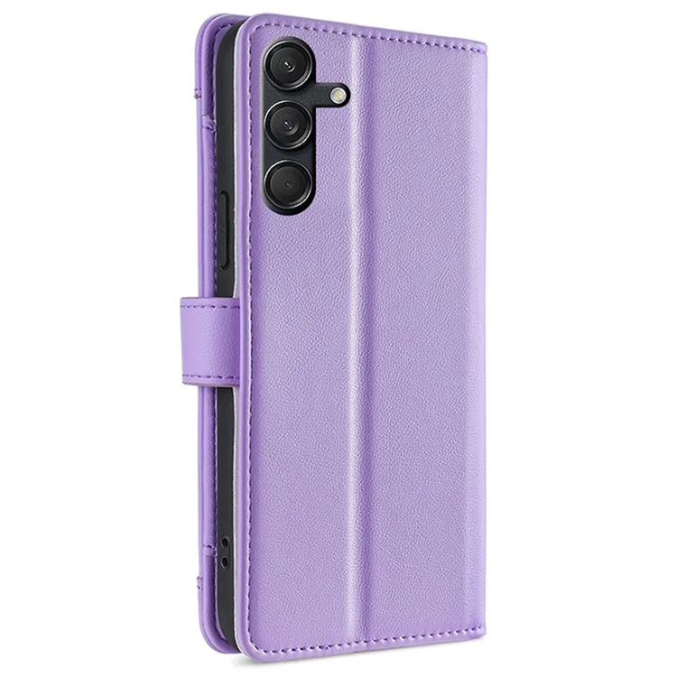 For Samsung Galaxy M55 5G / C55 5G / F55 5G Wallet Case PU Leather Zipper Phone Cover with 2 Straps - Purple