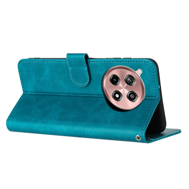 For OnePlus Ace 3 5G / 12R 5G Folio Flip Cover Leather Wallet Cell Phone Case with Strap - Green