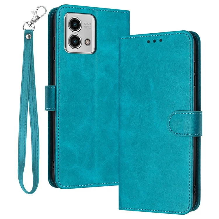 For Motorola Moto G Stylus 5G (2023) Case Leather Folding Stand Phone Cover with Wrist Strap - Green