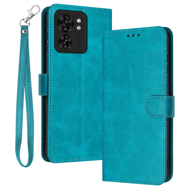 For Motorola Edge 40 5G / Edge (2023) 5G Leather Wallet Cell Phone Case Calf Texture Cover with Strap - Green