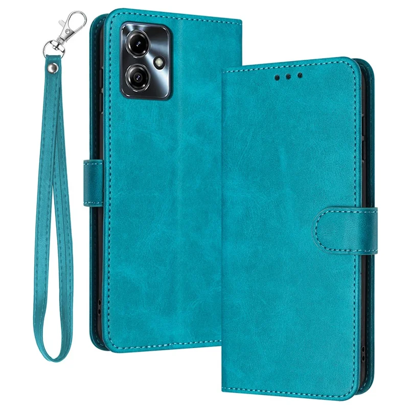 For Motorola Moto G14 4G Case Folding Stand Anti-shock Leather Wallet Phone Cover - Green