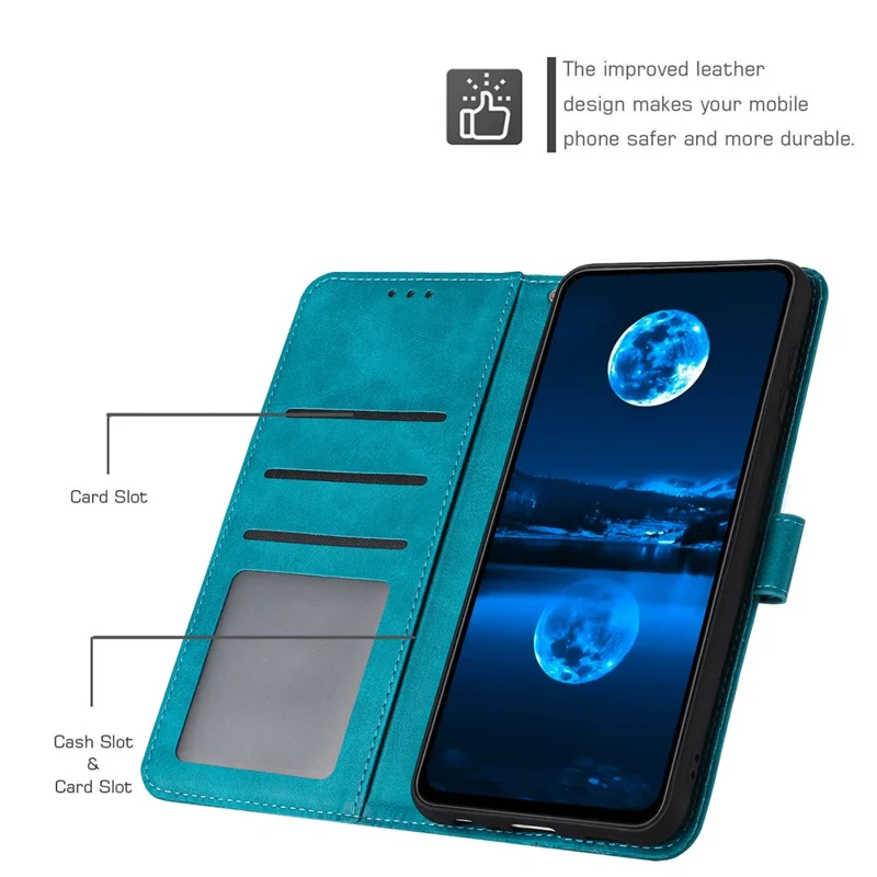 For Motorola Moto G14 4G Case Folding Stand Anti-shock Leather Wallet Phone Cover - Green