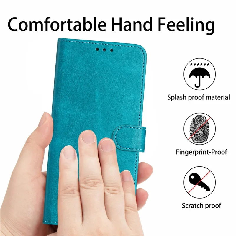 For Motorola Moto G14 4G Case Folding Stand Anti-shock Leather Wallet Phone Cover - Green