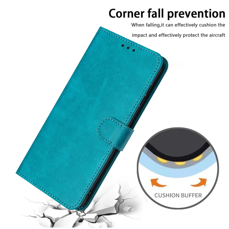 For Motorola Moto G14 4G Case Folding Stand Anti-shock Leather Wallet Phone Cover - Green