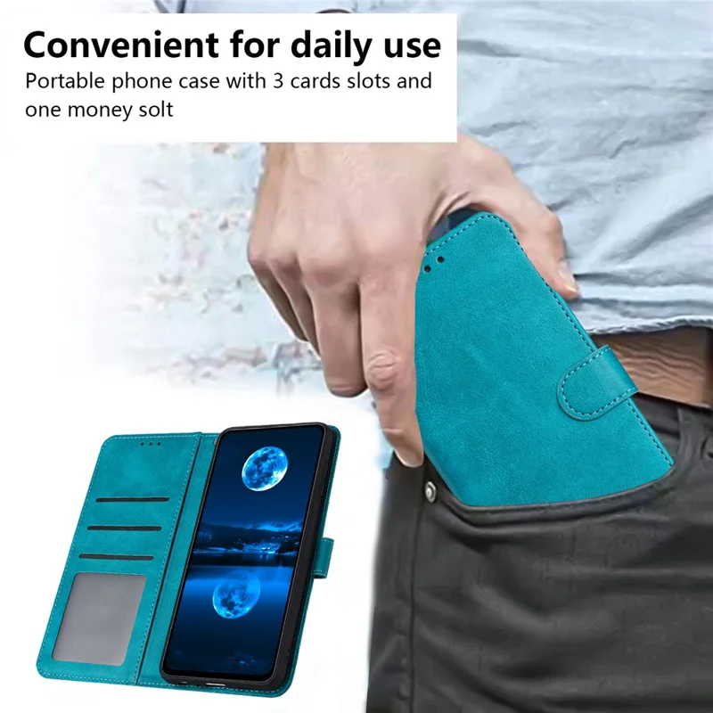 For Motorola Moto G14 4G Case Folding Stand Anti-shock Leather Wallet Phone Cover - Green