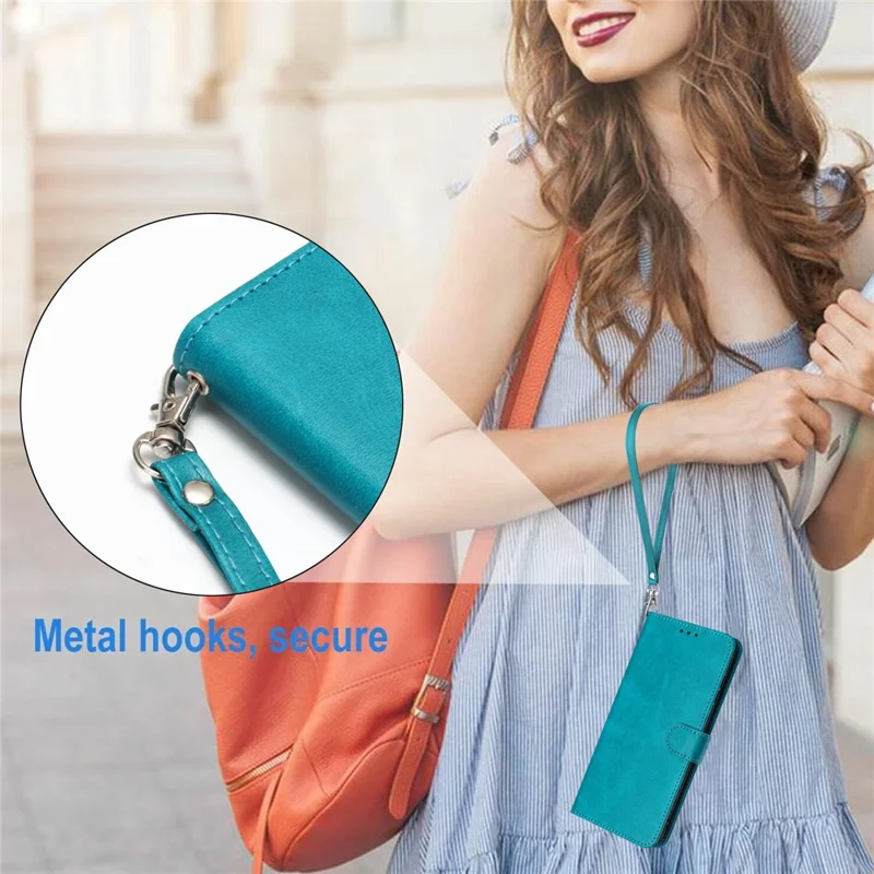 For Motorola Moto G14 4G Case Folding Stand Anti-shock Leather Wallet Phone Cover - Green