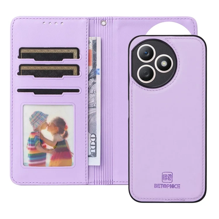 BETOPNICE 005 For Honor X50i+ 5G Case 2-en-1 Funda de Teléfono de Cuero Magnética Desmontable - Morada
