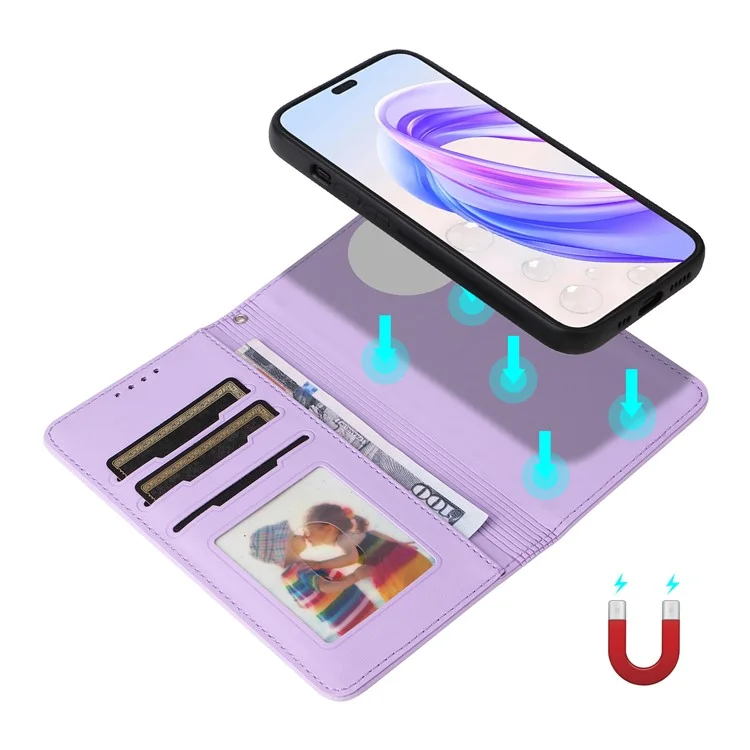 BETOPNICE 005 For Honor X50i+ 5G Case 2-en-1 Funda de Teléfono de Cuero Magnética Desmontable - Morada