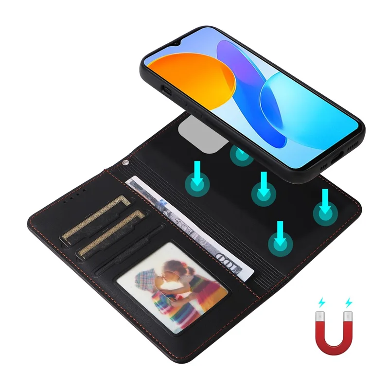 BETOPNICE 005 Per Honor X8 5G / X6 4G / Play6C 4G / X6s 4G / 70 Lite / X8a 5G Custodia Portafoglio Estraibile in Pelle - Nero