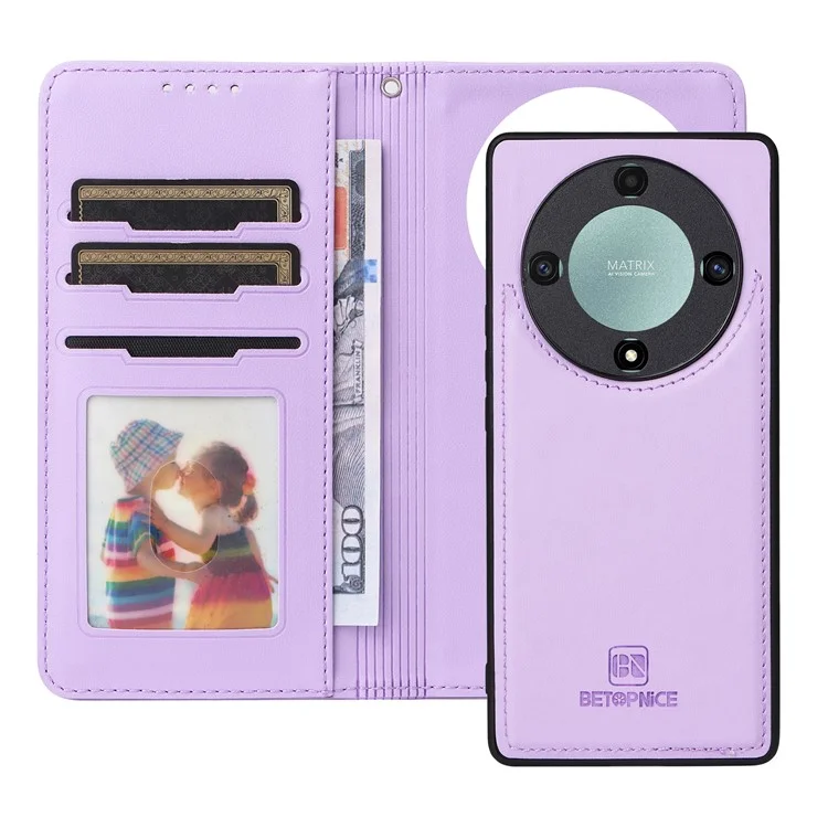 BETOPNICE 005 Capa para Honor X9a 5G / X40 5G / Magic5 Lite 5G - Capa de Couro Destacável 2 em 1 - Roxo