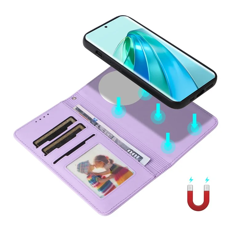 BETOPNICE 005 Capa para Honor X9a 5G / X40 5G / Magic5 Lite 5G - Capa de Couro Destacável 2 em 1 - Roxo