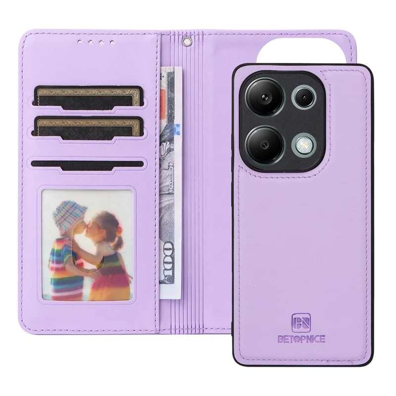 For Xiaomi Redmi Note 14S 4G / Note 13 Pro 4G / Poco M6 Pro 4G Magnetic Case BETOPNICE Detachable PU Leather Phone Cover with Strap - Purple