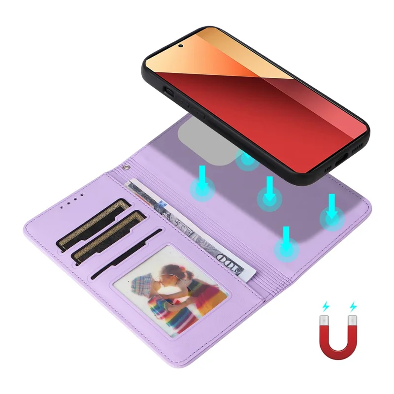 For Xiaomi Redmi Note 14S 4G / Note 13 Pro 4G / Poco M6 Pro 4G Magnetic Case BETOPNICE Detachable PU Leather Phone Cover with Strap - Purple