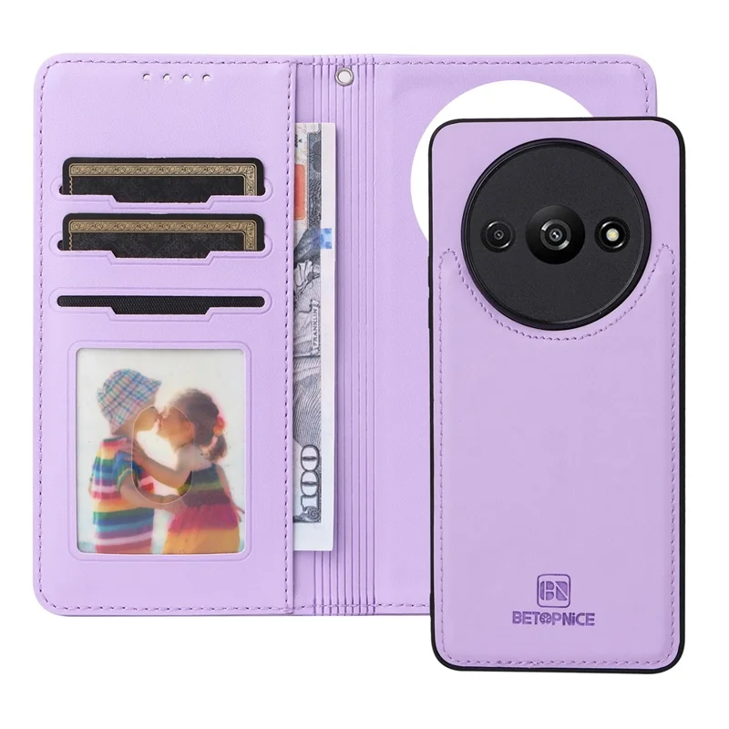 For Xiaomi Redmi A3 4G / Poco C61 4G Magnetic Case BETOPNICE Detachable PU Leather Phone Cover with Strap - Purple