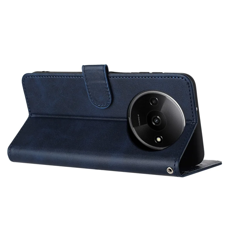 For Xiaomi Redmi A3 / Poco C61 4G Case Magnetic Clasp Leather Wallet Stand Phone Cover with Strap - Sapphire