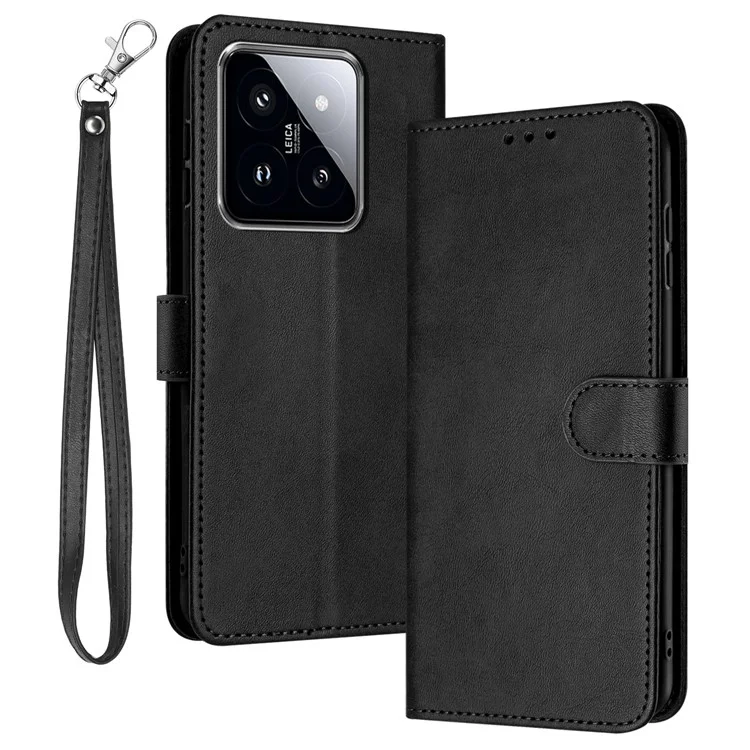 Pour Xiaomi 14 Case Full Protection Folding Stand Leather Phone Cover with Wallet - Noir