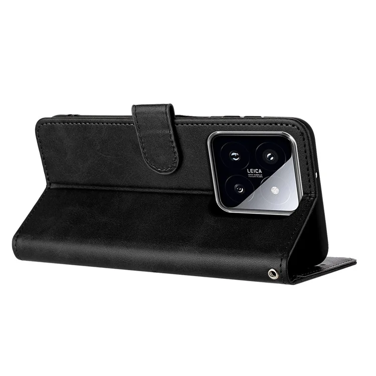 Pour Xiaomi 14 Case Full Protection Folding Stand Leather Phone Cover with Wallet - Noir