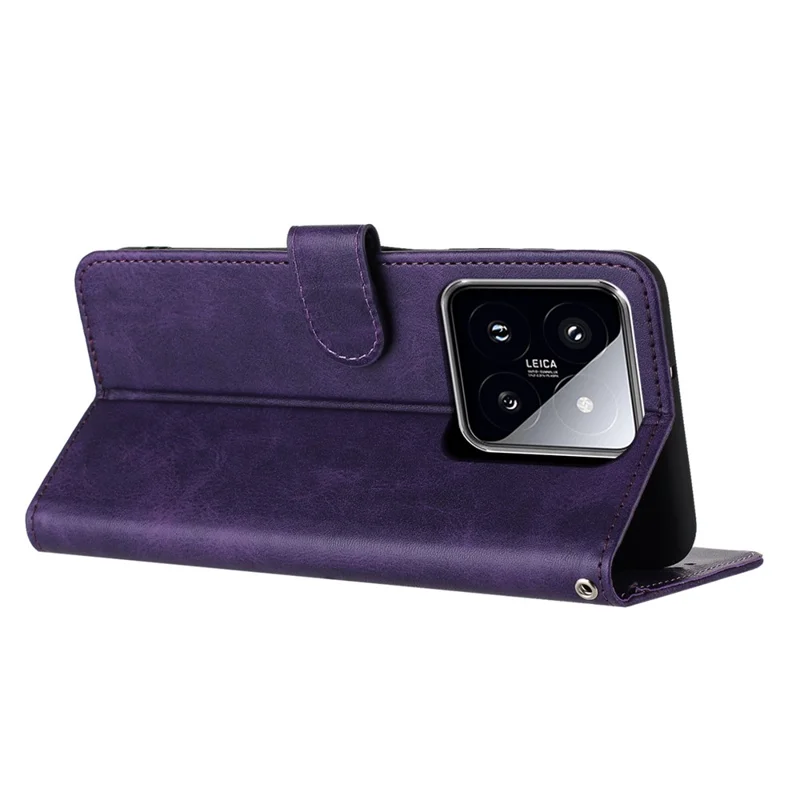 For Xiaomi 14 Case Full Protection Folding Stand Leather Phone Cover with Wallet - Purple