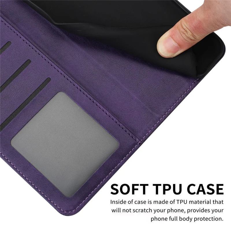 For Xiaomi 14 Case Full Protection Folding Stand Leather Phone Cover with Wallet - Purple