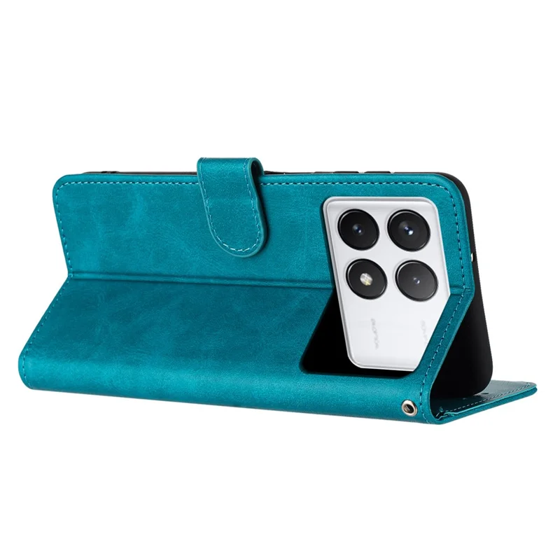 For Xiaomi Poco F6 Pro 5G / Redmi K70 5G / K70 Pro 5G Cover Leather Stand Phone Protective Shell with Wrist Strap - Green