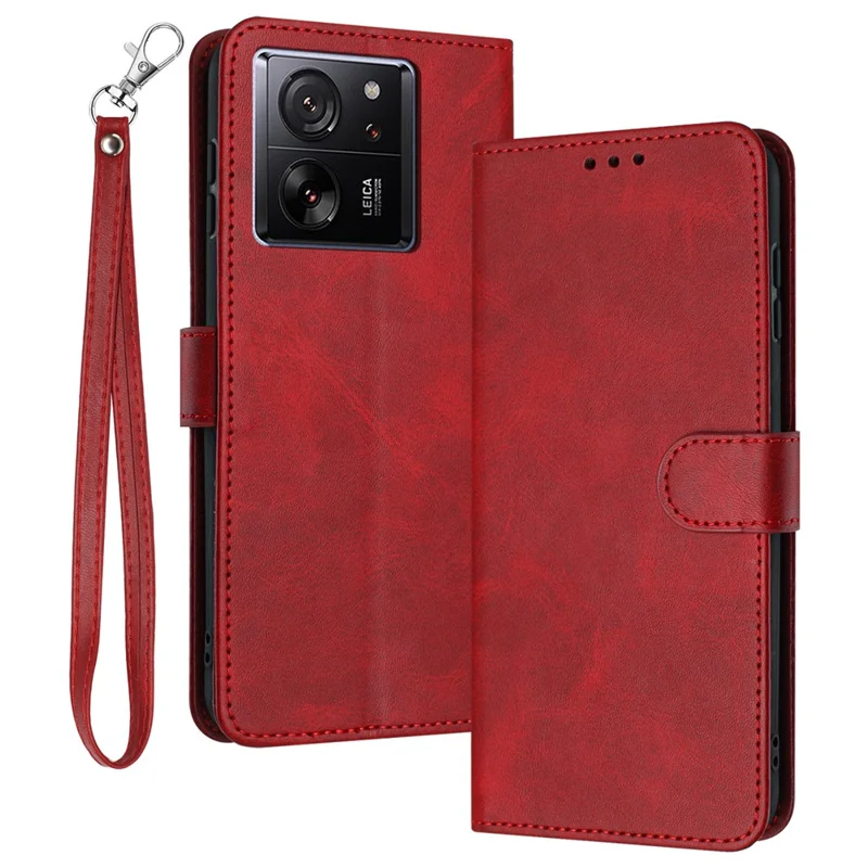 For Xiaomi 13T / 13T Pro / Redmi K60 Ultra Case Leather Wallet Phone Shockproof Cover - Red